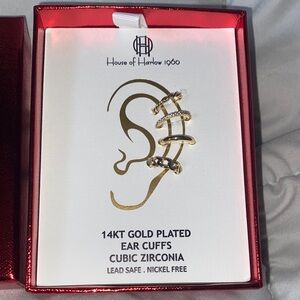 House of Harlow 1960 Gold Ear Cuffs with Zirconia